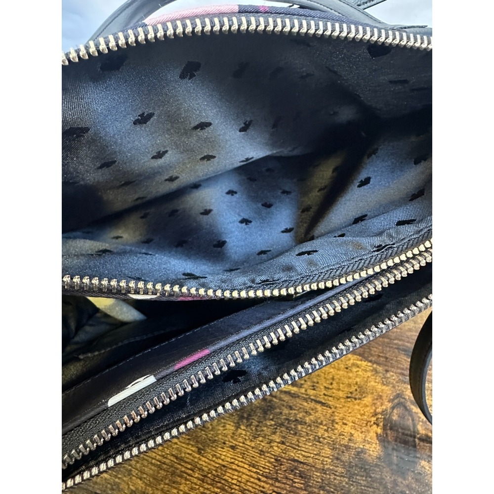 Kate Spade Dawn Dusk Buds Black Floral Nylon Satchel Tote Crossbody Bag Purse - Picture 11 of 16